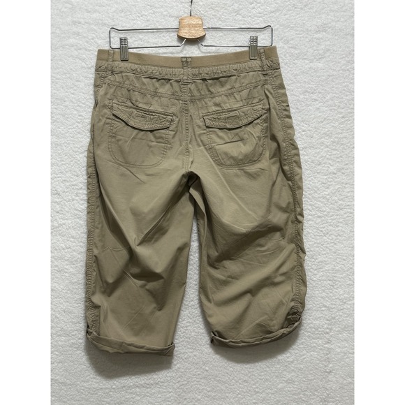 Alpine Design Womens Khaki Capri Pants Roll Up Casual Elastic Waist Size 8 - Picture 1 of 7